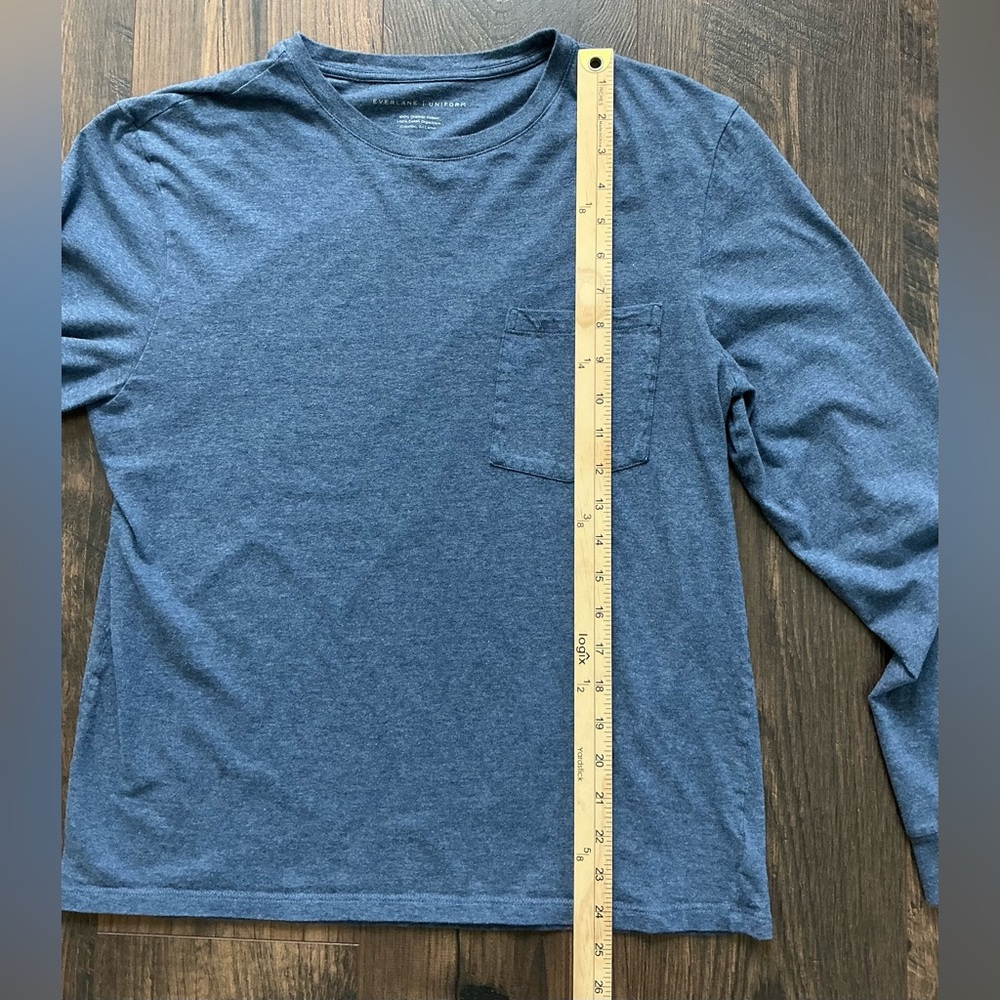 Everlane Uniform Men’s Organic Cotton Long Sleeve Tee Pocket Blue (Size M) - Picture 5 of 7
